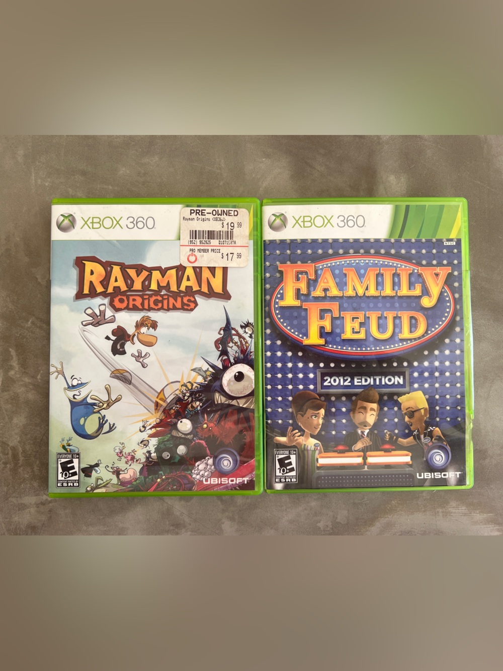 Ubisoft Xbox 360 Game Bundle - Rayman Origins & Family Feud 2012 (Green Cases)